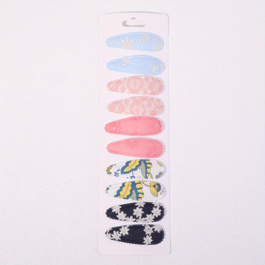 10pcs Bohemian Floral Bow Hair Clip Side Clip Mixed Decorative Hair Accessories