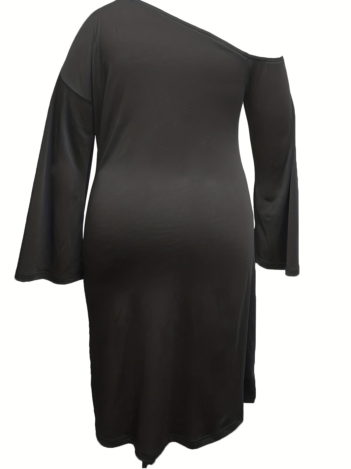 Face Print One Shoulder Long Sleeve Slight S Dress