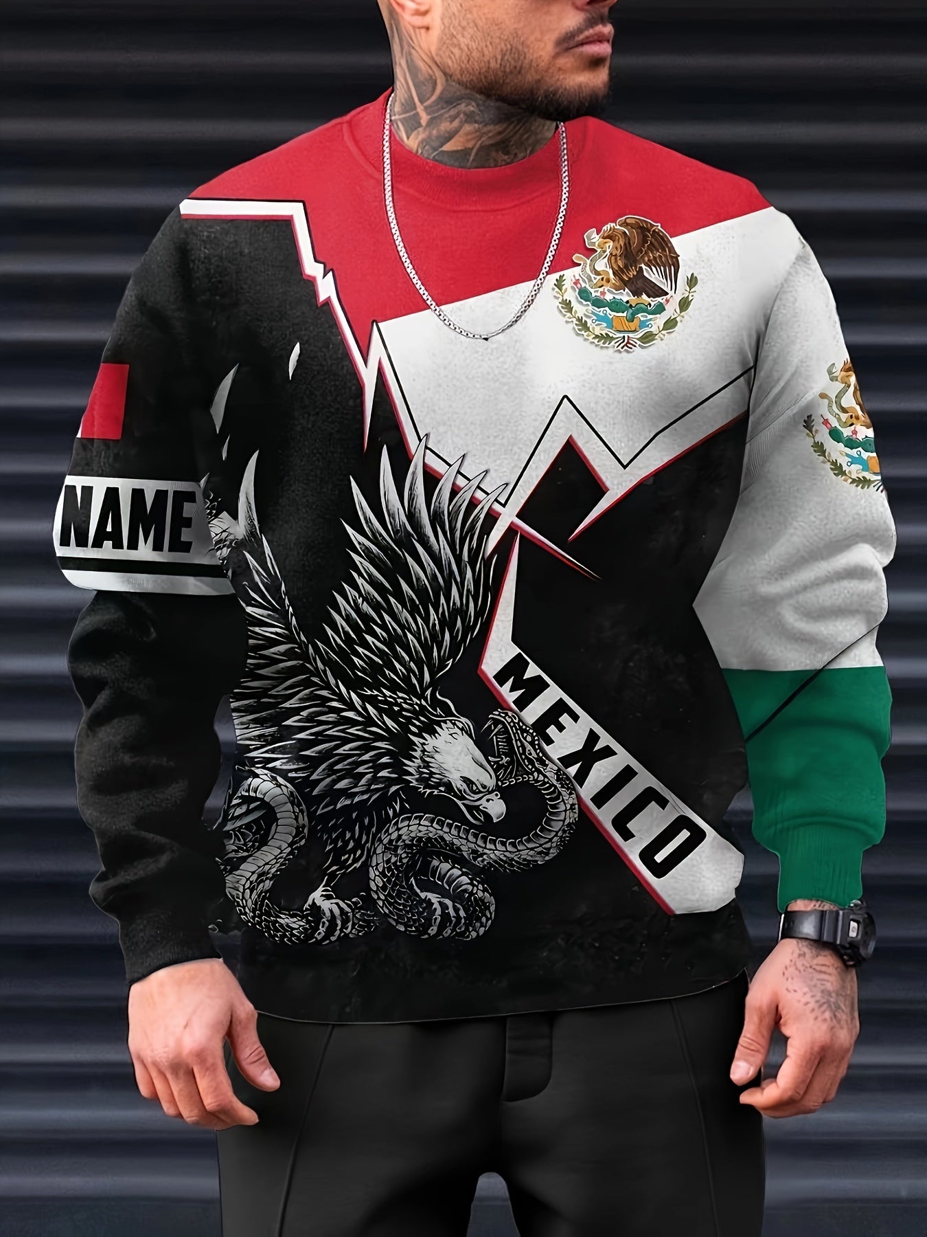 Eagle & Snake Print Men's Sweatshirt for Autumn Winter