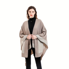Cashmere Shawl Solid Warm Blanket Open Front Poncho Cape Casual Outdoor Shawl