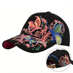 Sequin Embroidered Baseball Cap Butterfly Peaked Cap Lip Print Hat Sun Hat