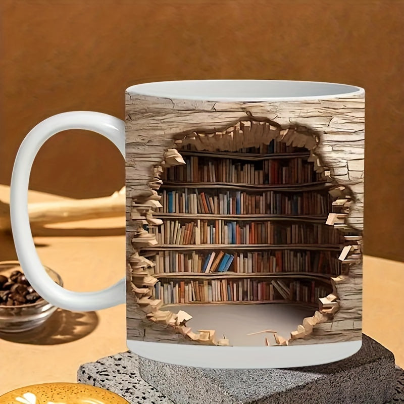 3D Bookshelf Coffee Mug Ceramic Water Cup Holiday Gift