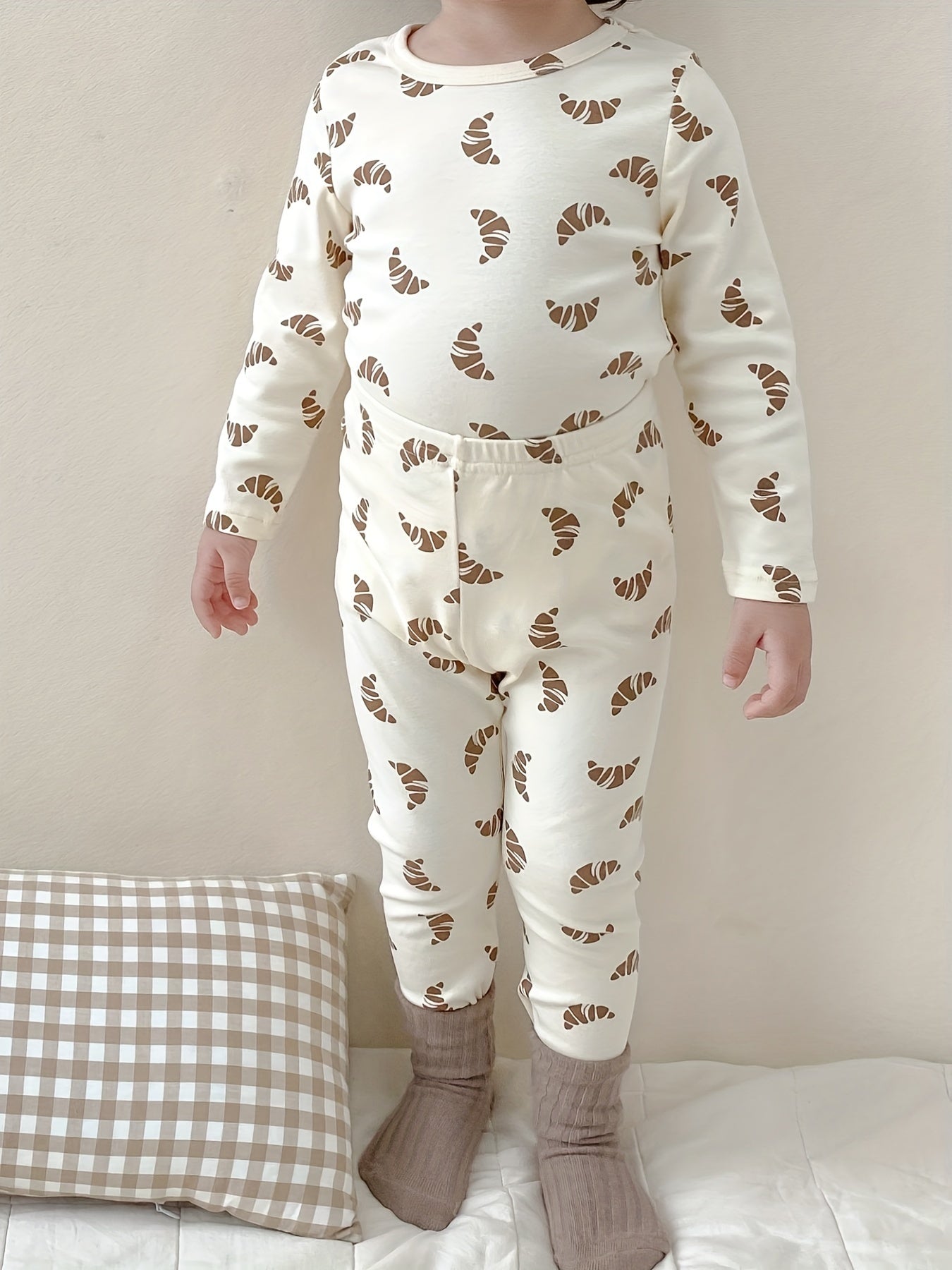 Boys Lemon Print 2pcs Pajamas Set Long Sleeve Top & Pants