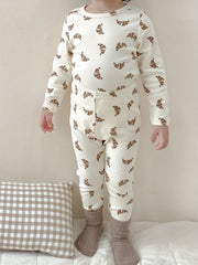 Boys Lemon Print 2pcs Pajamas Set Long Sleeve Top & Pants