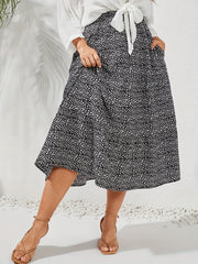Women's Plus Dalmatian Print Maxi Skirt with Pockets