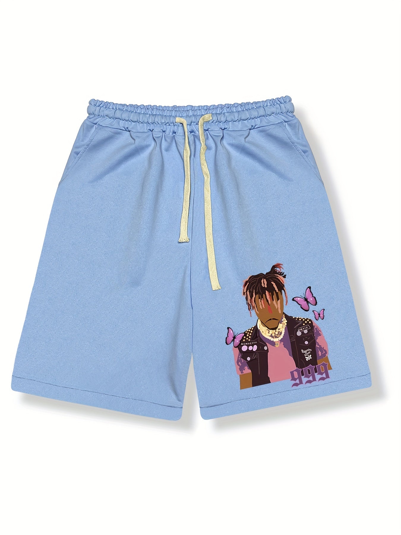 Boy With Butterflies Shorts Men's Summer Casual Graphic Drawstring