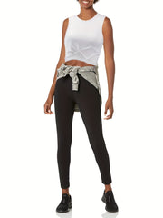 Casual Pleated Tank Top Crew Neck Sleeveless