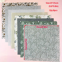 8pcs Cotton Quilted Fabric DIY Sewing Accessories Flower Cloth 9.8in