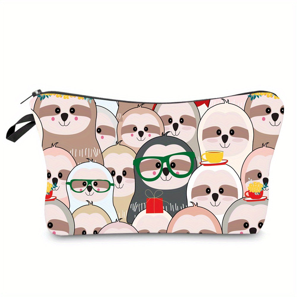 Sloth Print Cosmetic Bag Clutch Lady Travel Storage Mini Makeup Organizer