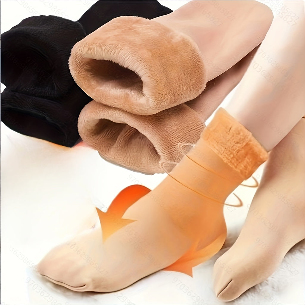 2 Pairs Winter Warm Velvet Thermal Mid-calf Socks
