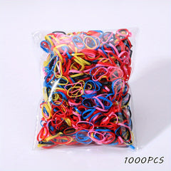 1000pcs Girls Mini Hair Ties Set Colorful Elastic Hairbands