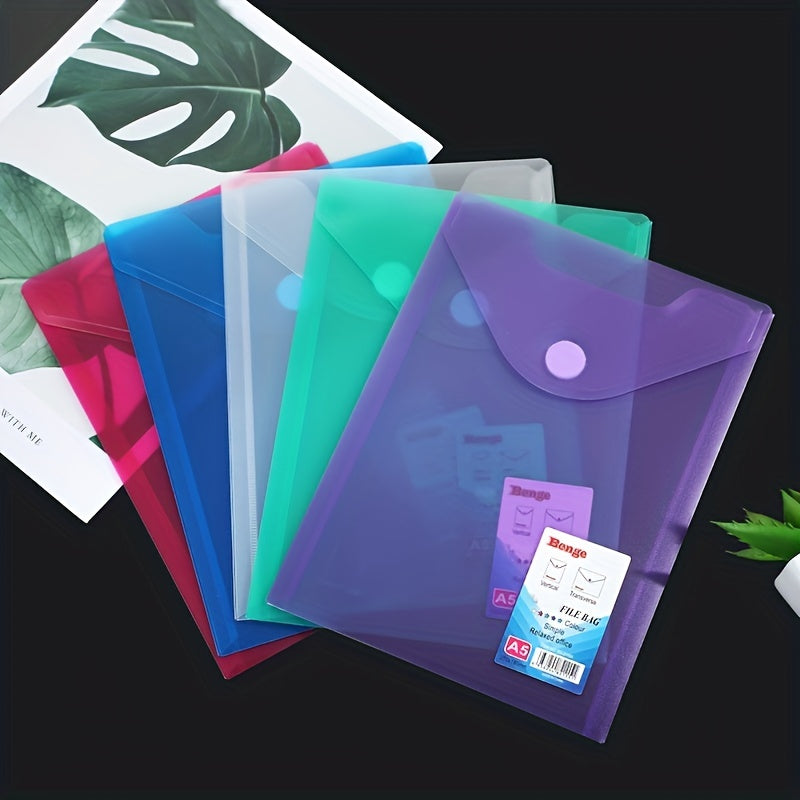 12pcs A5 File Bag Office File Bag Plastic Data Bag A5 Bill Storage Bag