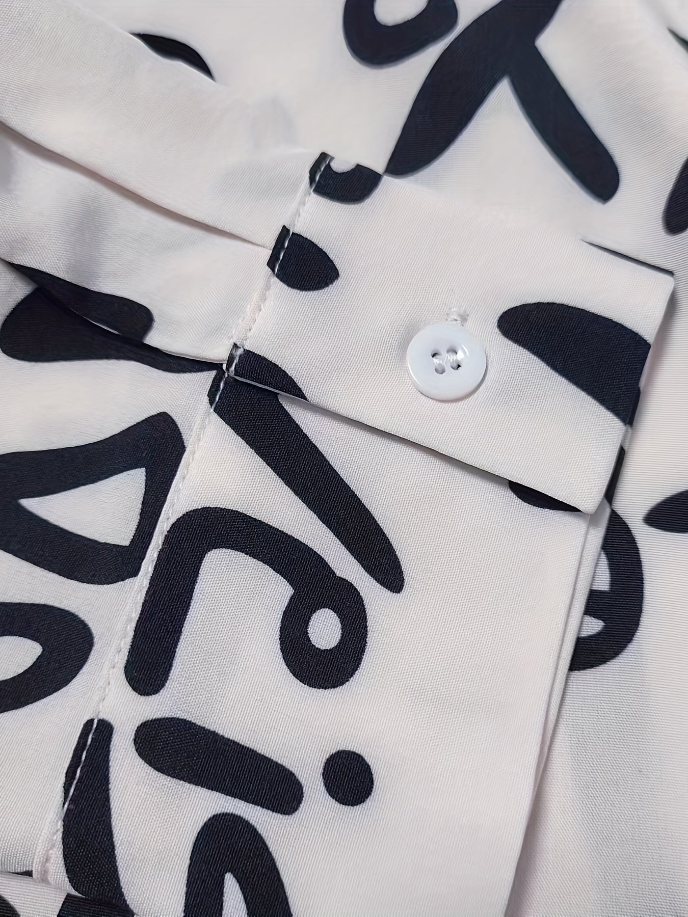 Casual Blouse Women's Plus Letter Print Button Up Long Sleeve