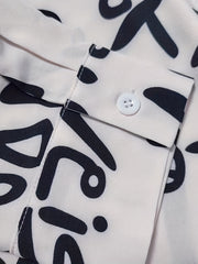 Casual Blouse Women's Plus Letter Print Button Up Long Sleeve