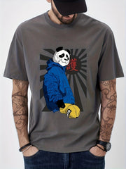 Cotton Anime Panda Boxer Print Men's Graphic T-shirt