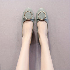 Women's Circle Bow Flat Shoes Comfy Pointed Toe Slip On Soft Sole Shoes