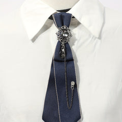 Adjustable Rhinestone Chain Decor Necktie Pre Tied Tie Wedding Collage Bow Tie