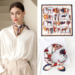 Sweet Printed Silk Square Scarf Bandana for Girls