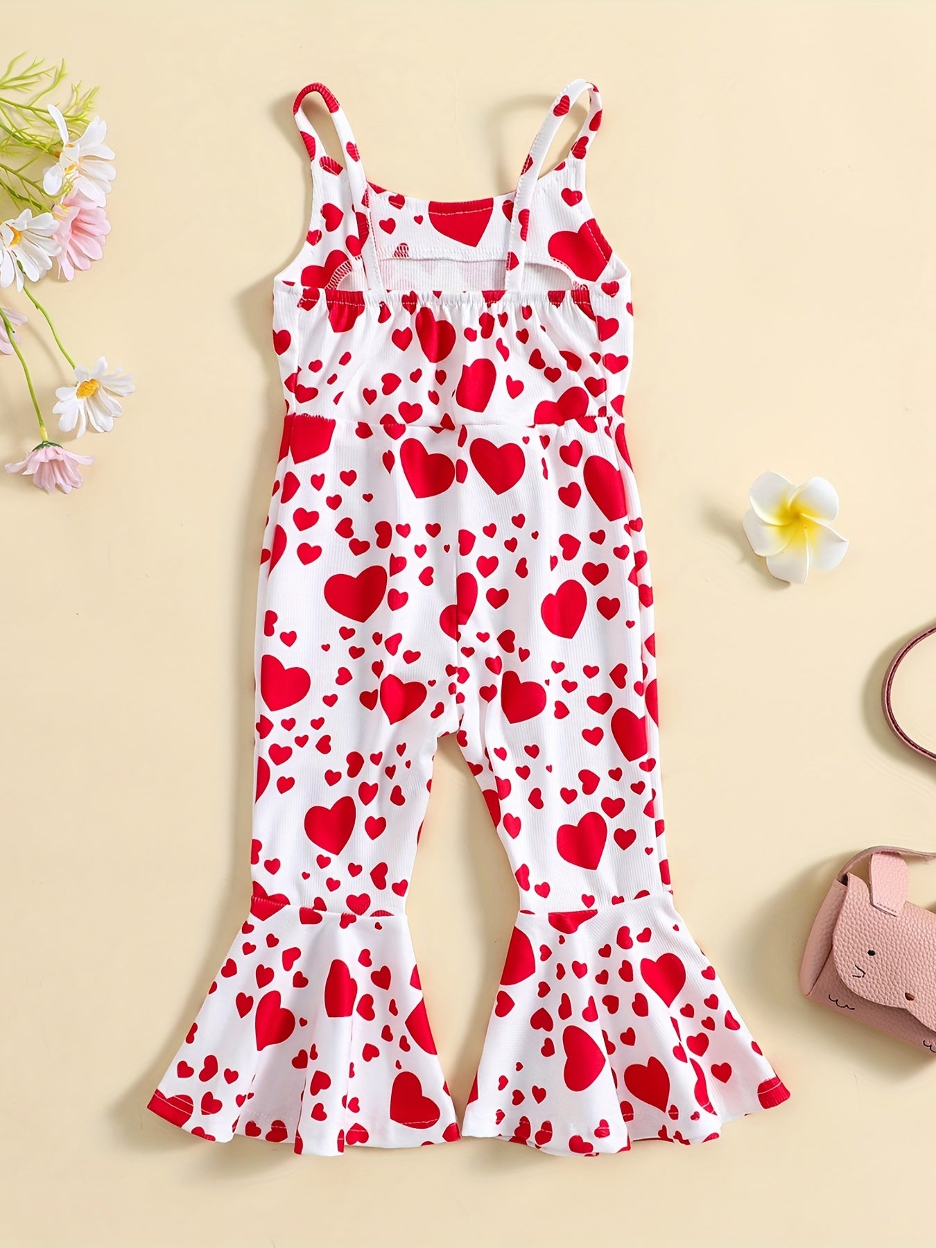 Heart Print Cami Jumpsuit for Toddler Girls