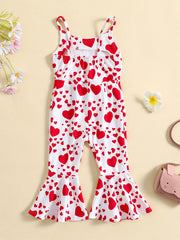 Heart Print Cami Jumpsuit for Toddler Girls