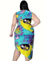 Dress Women's Plus Floral Print Layered Tank Dress