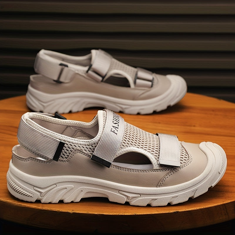 Men's Breathable Strap Mesh Sandals Adjustable Hook & Loop Summer Shoes
