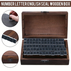 70pcs Alphabet Letter Number Wood Rubber Stamps Set With Box