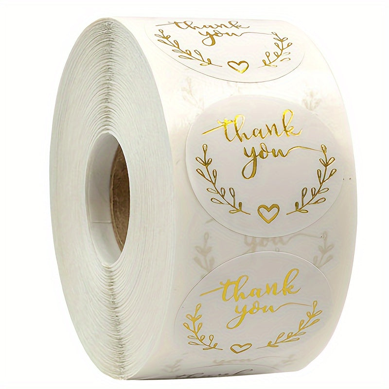 500pcs Natural Leather Paper Hot Stamping Thank You Stickers