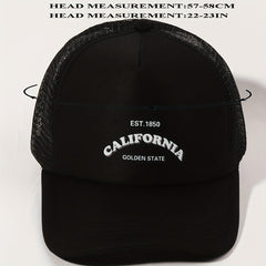 California Printed Trucker Hat Unisex Mesh Baseball Cap Adjustable
