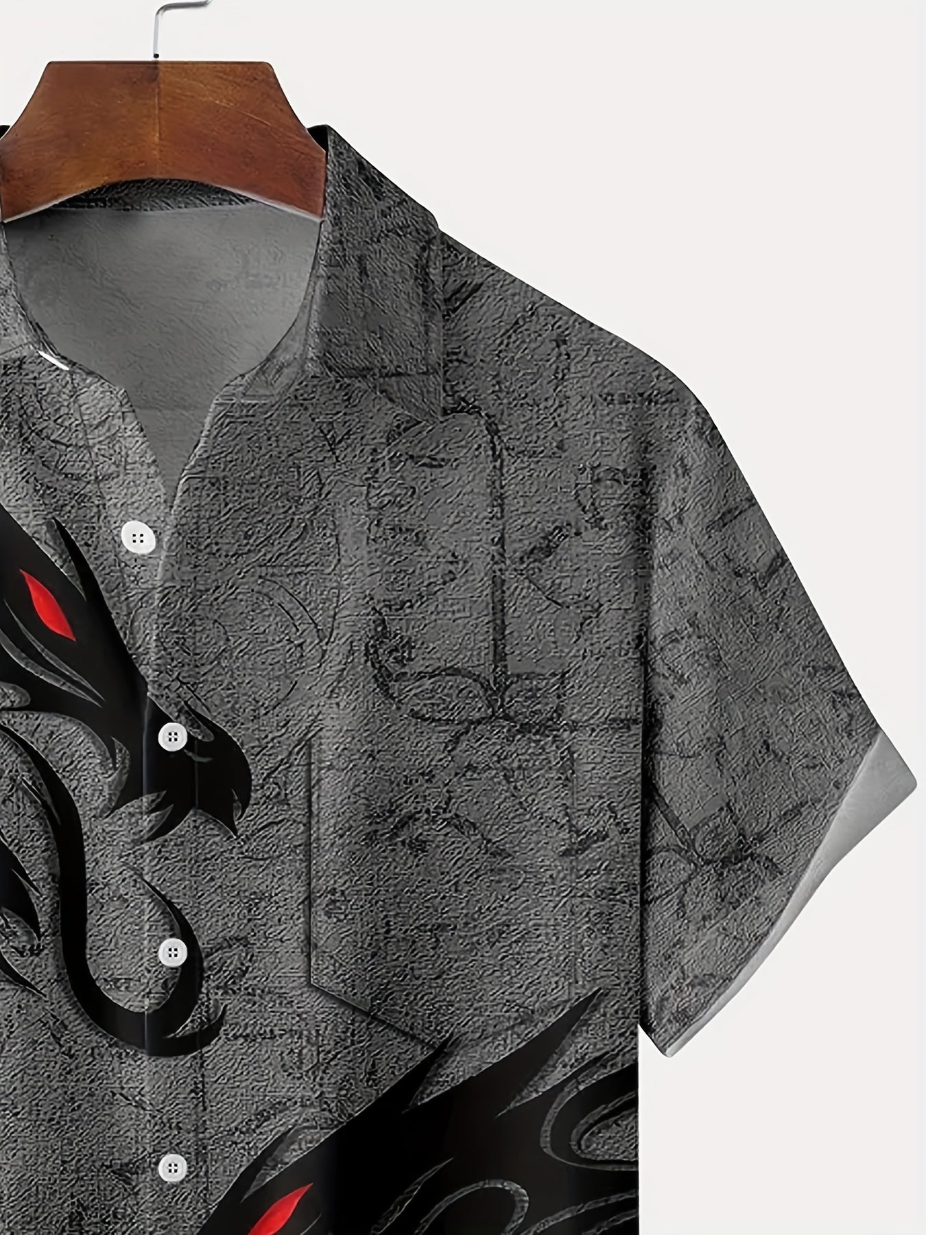 Dragon Print Men's Casual Short Sleeve Shirt for Summer