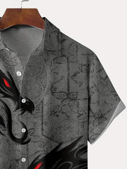 Dragon Print Men's Casual Short Sleeve Shirt for Summer