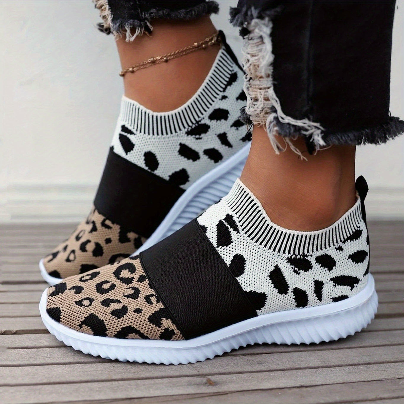 Leopard Print Slip On Low Top Sneakers