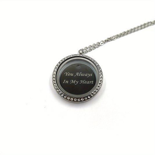 Custom Silver Rhinestone Pet Memorial Pendant with Engraved Name Plate