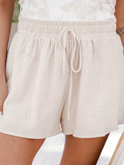 Solid Drawstring Shorts for Women