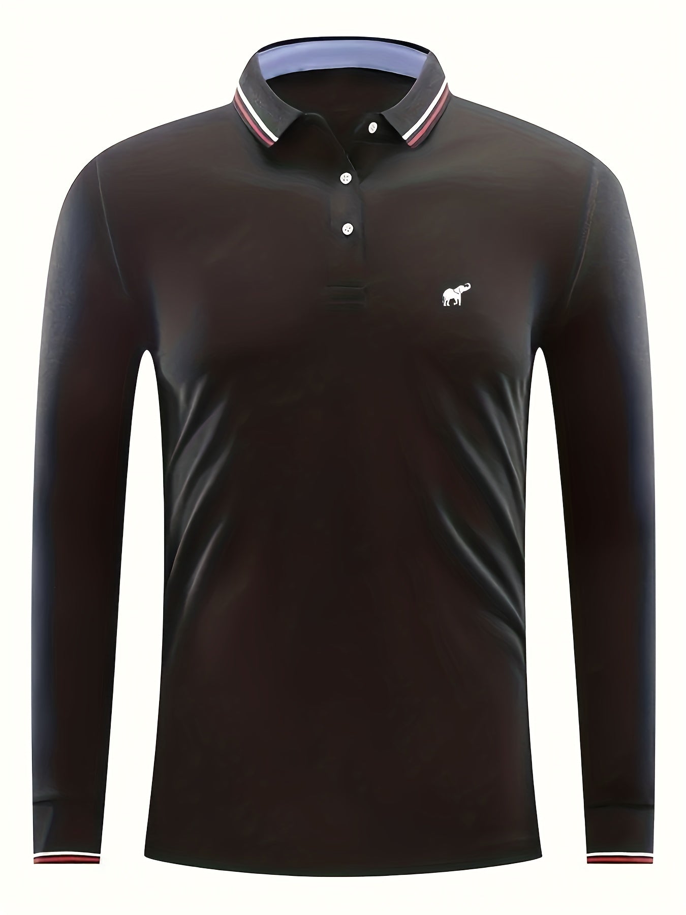 Elephant Print Men's Casual Button Up Long Sleeve Lightweight Polo Shirt