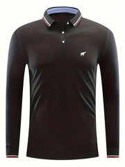 Elephant Print Men's Casual Button Up Long Sleeve Lightweight Polo Shirt