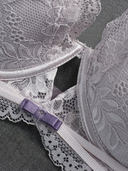 Women's Plus Romantic Bra Floral Lace Trim Minimizer