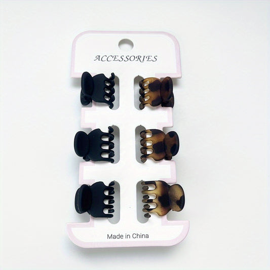 6pcs Vintage Matte Hair Claw Mini Plastic Shark Claw Ponytail Holder