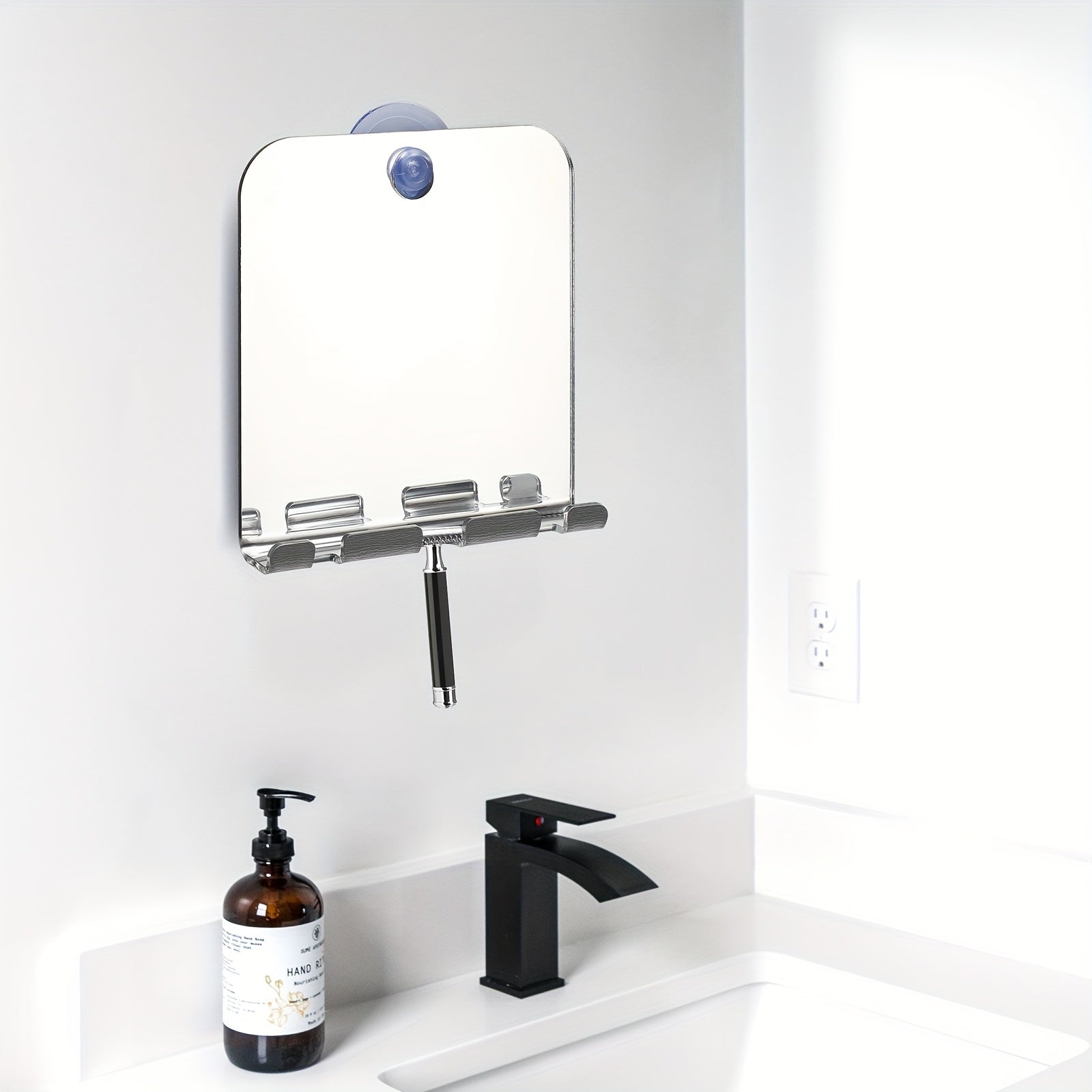 Fogless Shower Mirror with Shaver Holder