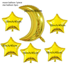 Golden Silvery Star Moon Aluminum Film Balloon Decoration