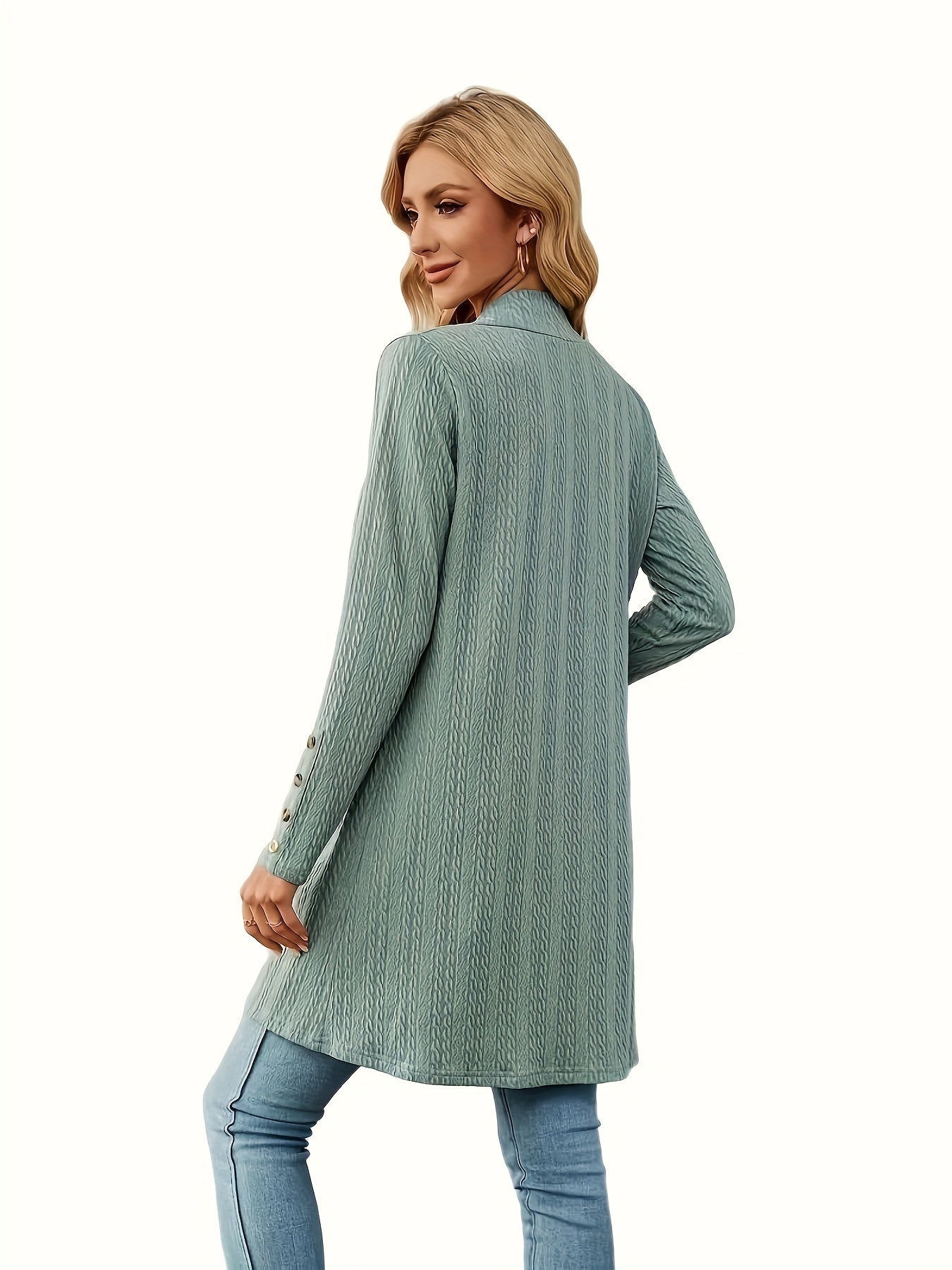 Solid Cable Long Sleeve Cardigan