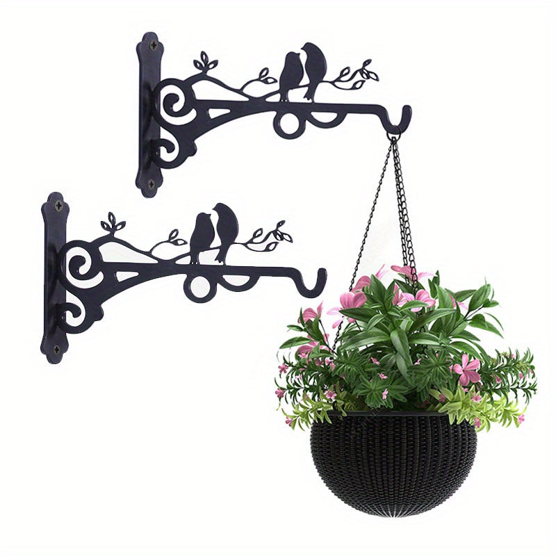 Wrought Iron Wall Flower Pot Bracket for Orchids & Garden Decor