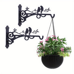 Wrought Iron Wall Flower Pot Bracket for Orchids & Garden Decor