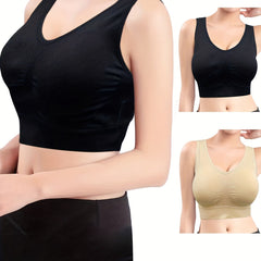 3-Pack Wireless Sports Bras, Comfy & Breathable, Running Workout Bra