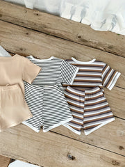 2pcs Baby Boys Striped T shirt & Shorts Summer Clothes Sets