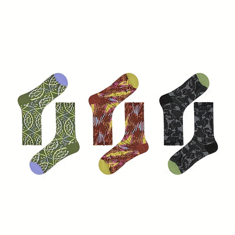 3 Pairs Geometric Pattern Socks for Women