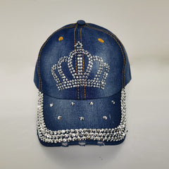 Rhinestone Decor Denim Baseball Cap For Men Women Couples Year Presents