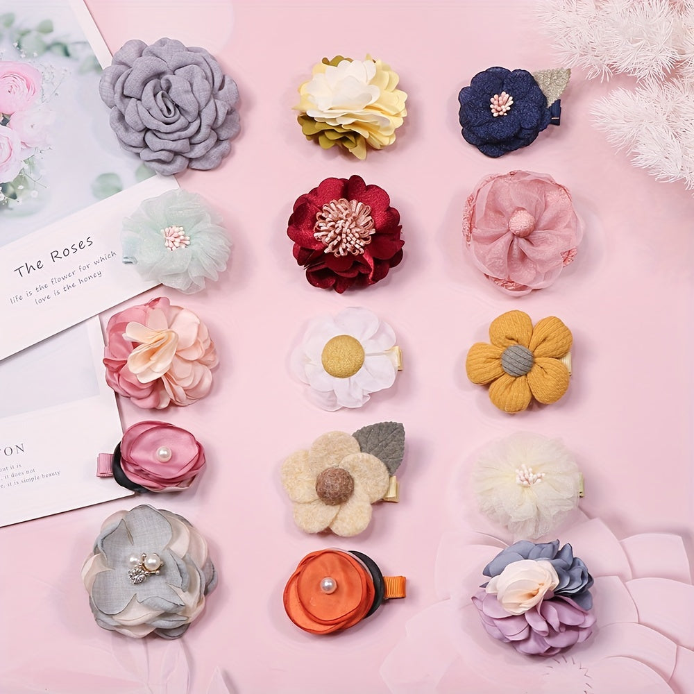 15pcs Chiffon Flower Hairpin Hair Accessories Girls Birthday Gift