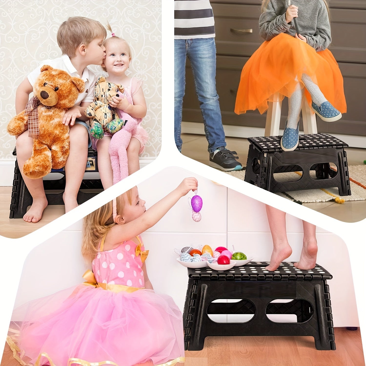 1pc Widened Folding Stools Portable Handle Plastic Foldable Chair