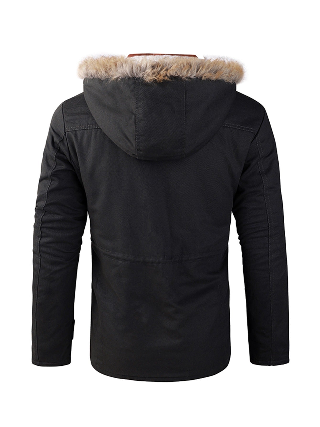 Men's Fleece Windbreaker Parka Jacket Fur Hoodie